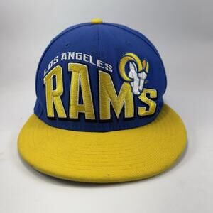 Los Angeles LA Rams New Era Wordmark Flow 9Fifty Snapback Hat NFL Blue Yellow